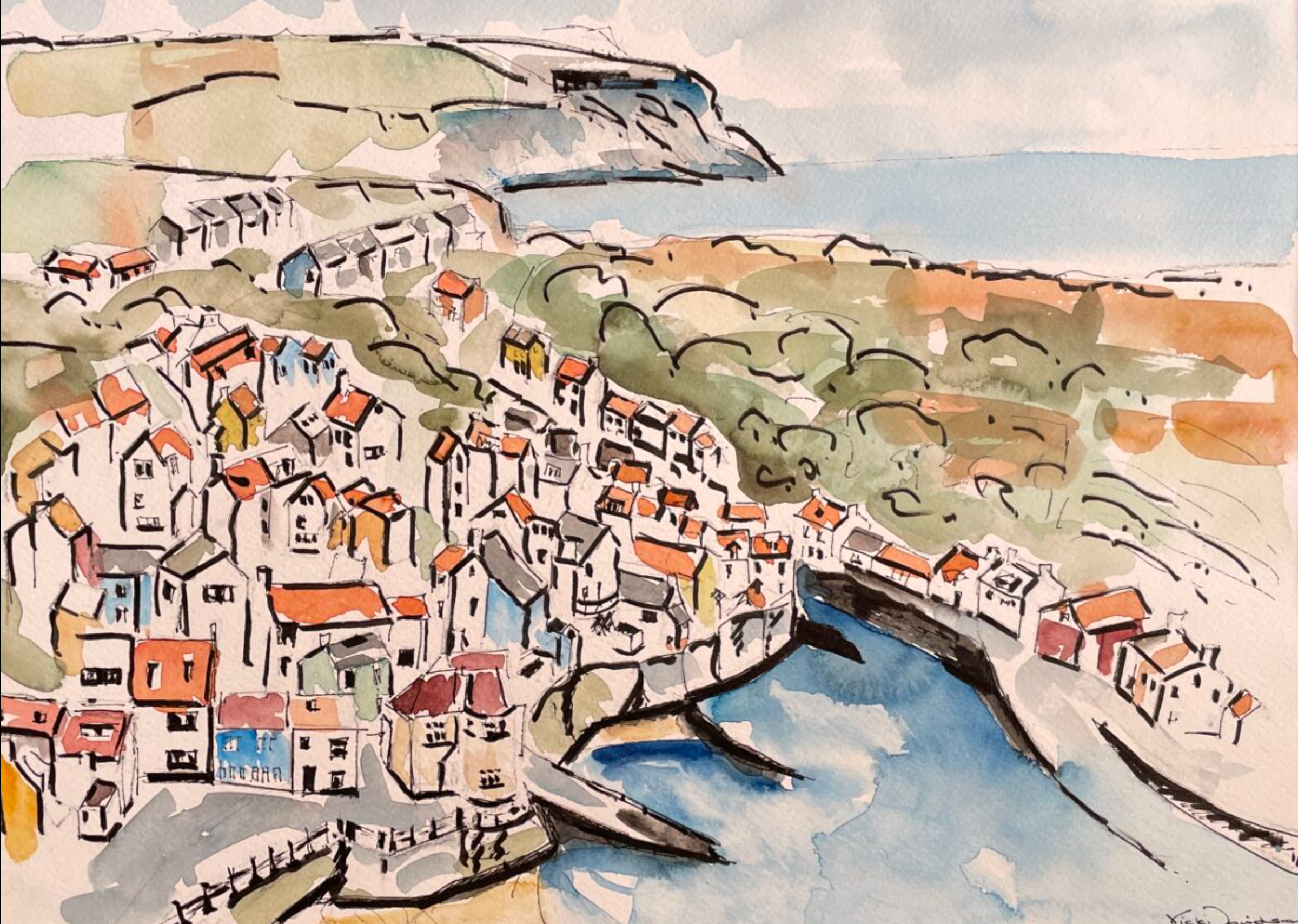 By the sea, a coastal town